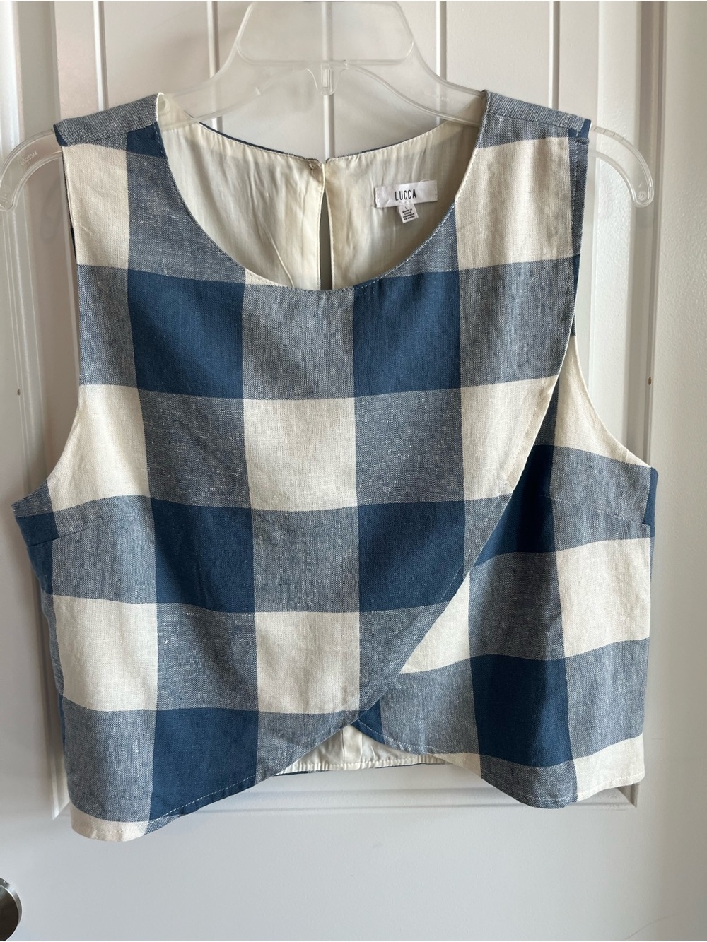 Lucca Blue and White Gingham Crop Top